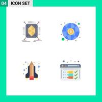 4 Universal Flat Icons Set for Web and Mobile Applications object science structure money development Editable Vector Design Elements