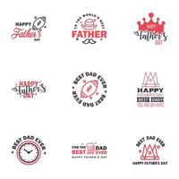 Happy Fathers Day Greeting Card 9 Black and Pink Happy fathers day card vintage retro type font Editable Vector Design Elements