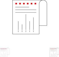 informe financiero empresarial moderno conjunto de iconos de línea negra en negrita y delgada vector