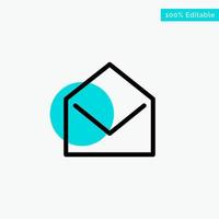 Business Mail Message Open turquoise highlight circle point Vector icon