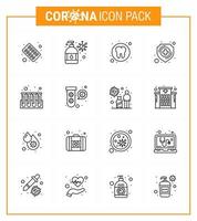 prevención del virus corona covid19 consejos para evitar lesiones icono de 16 líneas para presentación experimento escudo protección médica dental coronavirus viral 2019nov enfermedad vector elementos de diseño