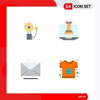 Group of 4 Flat Icons Signs and Symbols for alarm email fire strategy mail Editable Vector Design Elements