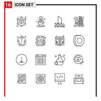 Set of 16 Modern UI Icons Symbols Signs for performance management cloth rescue buy transportation Editable Vector Design Elements