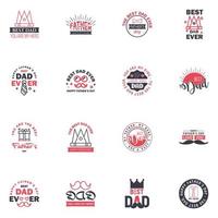 16 Black and Pink Happy Fathers Day Design Collection A set of twelve brown colored vintage style Fathers Day Designs on light background Editable Vector Design Elements