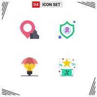 4 Creative Icons Modern Signs and Symbols of location defence arrow cancer patent Editable Vector Design Elements