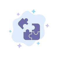 Business Game Logic Puzzle Square Blue Icon on Abstract Cloud Background vector