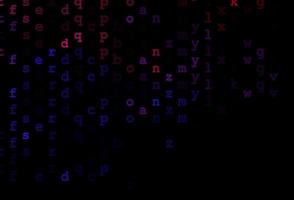 Dark blue, red vector texture with ABC characters.