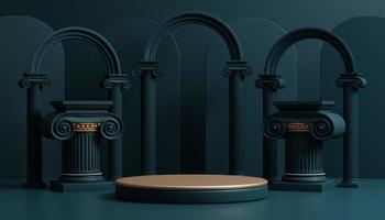 3d luxury podium with roman column for product background with white background for branding presentation 3d rendering illustration. photo