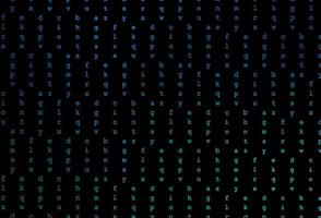 Dark blue, green vector layout with latin alphabet.