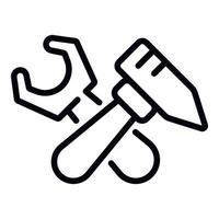 Wrench and hammer icon, outline style vector