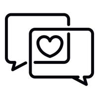 Love chat icon, outline style vector