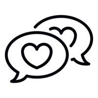 Love chat icon, outline style vector