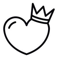 Crown on heart icon, outline style vector