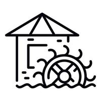 Tower water mill icon, outline style vector