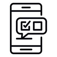 Smartphone quiz icon, outline style vector