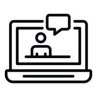 Laptop check icon, outline style vector