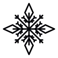 icono de copo de nieve decorativo, estilo de contorno vector