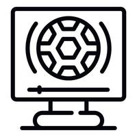 Online computer soccer icon, outline style vector