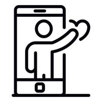 Smartphone man avatar icon, outline style vector