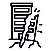 Broken landslide building icon, outline style vector