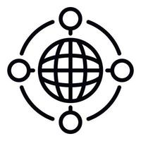 Global collaboration icon, outline style vector