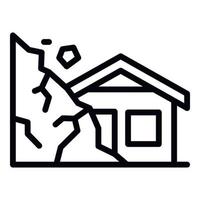 Destroyed rockfall house icon, outline style vector