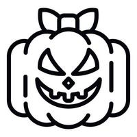 Halloween pumpkin icon, outline style vector