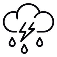 Storm rainy cloud icon, outline style vector