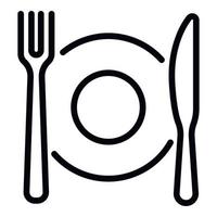 Plate fork knife icon, outline style vector