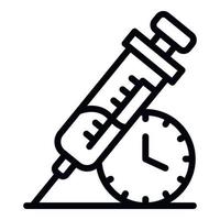 Insulin syringe time icon, outline style vector