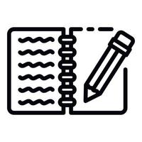 Writing notebook icon, outline style vector