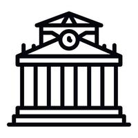 Old university building icon, outline style vector