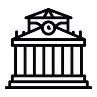 Old university building icon, outline style vector