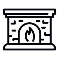 Burning fireplace icon, outline style vector