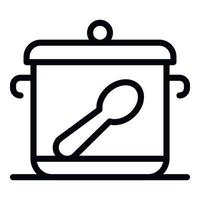 Baby food pan icon, outline style vector