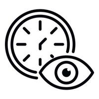 Clock and eye icon, outline style vector