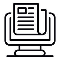 Document on the monitor icon, outline style vector