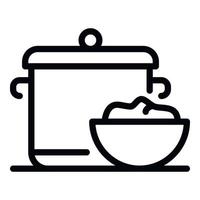 Saucepan baby food icon, outline style vector