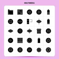 Solid 25 Multimedia Icon set Vector Glyph Style Design Black Icons Set Web and Mobile Business ideas design Vector Illustration