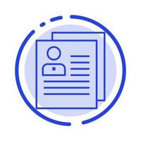 Profile About Contact Delete File Personal Blue Dotted Line Line Icon vector