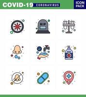 Covid19 icon set for infographic 9 Filled Line Flat Color pack such as nose drops test cold tubes viral coronavirus 2019nov disease Vector Design Elements