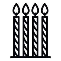 Four thin candles icon, outline style vector