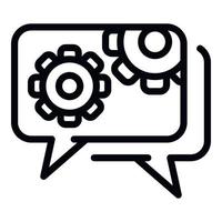 Gear wheel chat icon, outline style vector