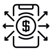 Smartphone payment icon, outline style vector