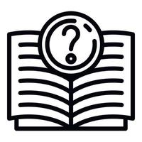 Open question book icon, outline style vector