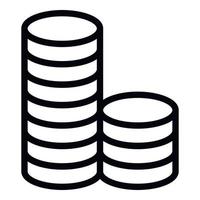 Two stacks of coins icon, outline style vector