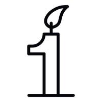 Candle number one icon, outline style vector