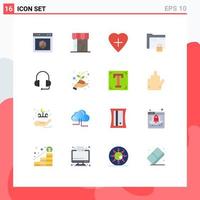 16 User Interface Flat Color Pack of modern Signs and Symbols of secure password shop folder human heart Editable Pack of Creative Vector Design Elements