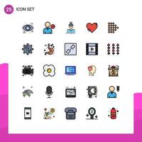 25 Thematic Vector Filled line Flat Colors and Editable Symbols of arrow favorite hacker like heart Editable Vector Design Elements