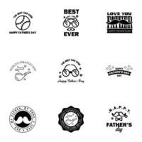 Happy fathers day 9 Black vintage retro type font Illustrator eps10 Editable Vector Design Elements